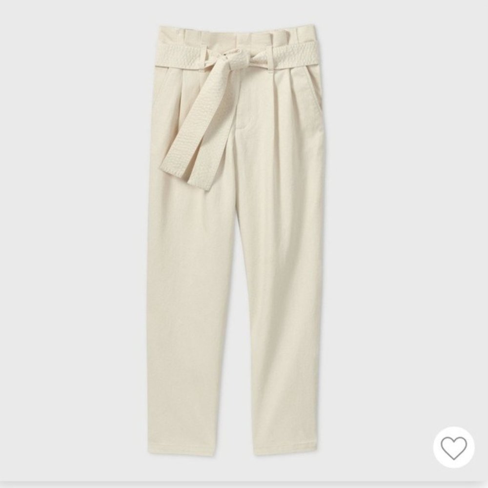 NWT A New Day Cream Tie Waist Paperbag Pants